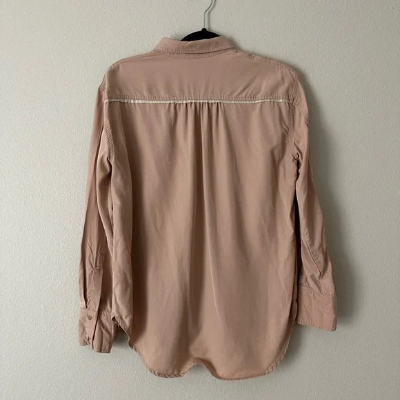 Free People Woman’s Shirt Tan Botton Up Size S/P FLAW - Picture 2 of 8